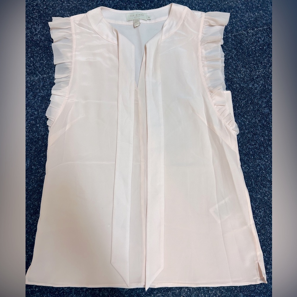 TedBaker pink blouse w tie-able bow
